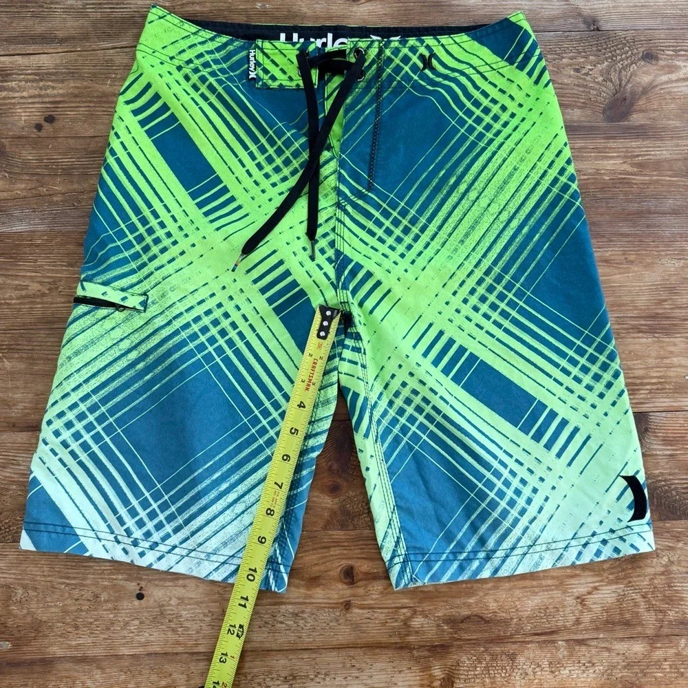 Hurley Men's Green Yellow Blue‎ Swim Board Shorts10